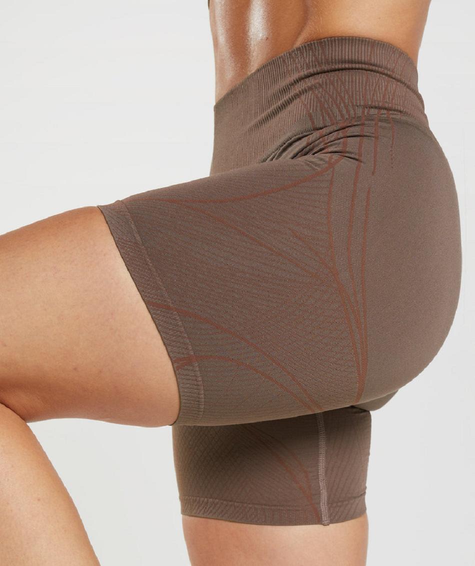 Szorty Damskie Gymshark Apex Seamless Brązowe Różowe Brązowe | PL 2390DFM